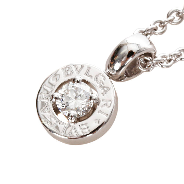 ブルガリ シルバー K18WG ホワイトゴールド ダイヤ 1Pダイヤ　 ネックレス レディース BVLGARI 【中古】