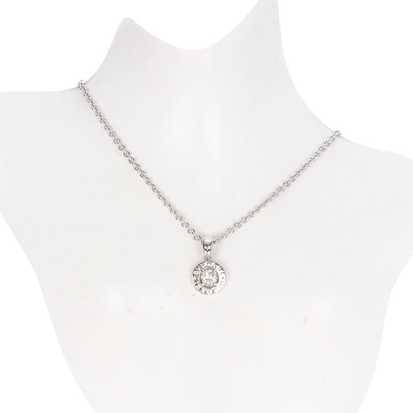 ブルガリ シルバー K18WG ホワイトゴールド ダイヤ 1Pダイヤ　 ネックレス レディース BVLGARI 【中古】