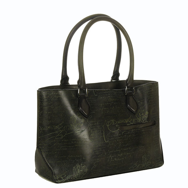 ベルルッティ トゥジュール ミニ カーキ レザー トートバッグ メンズ Berluti 【中古】