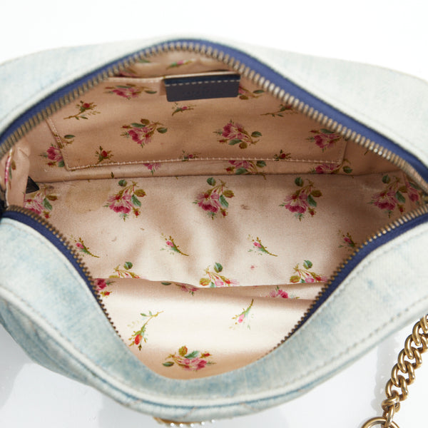 グッチ GGマーモント キルティング 斜め掛け ショルダーバッグ 447632 インディゴブルー  デニム レザー レディース GUCCI 【中古】