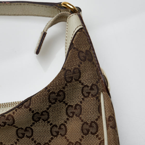 グッチ GGキャンバス ワンショルダーバッグ ハンドバッグ 153010 ブラウン ホワイト キャンバス レザー レディース GUCCI 【中古】