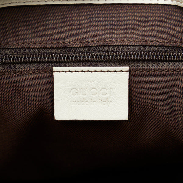 グッチ GGキャンバス シェリーライン フロントフラップトート ハンドバッグ トートバッグ 233609 ベージュ ホワイト キャンバス レザー レディース GUCCI 【中古】