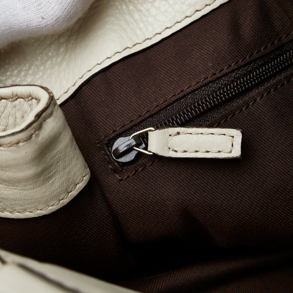 グッチ GGキャンバス シェリーライン フロントフラップトート ハンドバッグ トートバッグ 233609 ベージュ ホワイト キャンバス レザー レディース GUCCI 【中古】