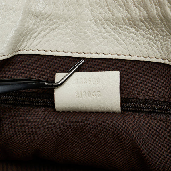 グッチ GGキャンバス シェリーライン フロントフラップトート ハンドバッグ トートバッグ 233609 ベージュ ホワイト キャンバス レザー レディース GUCCI 【中古】