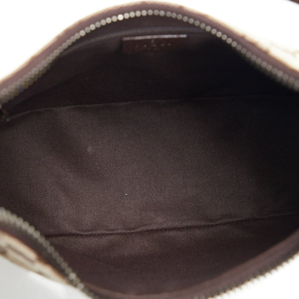 グッチ GGキャンバス ハンドバッグ ワンショルダーバッグ 115002 ベージュ ブラウン キャンバス レザー レディース GUCCI 【中古】