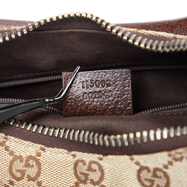 グッチ GGキャンバス ハンドバッグ ワンショルダーバッグ 115002 ベージュ ブラウン キャンバス レザー レディース GUCCI 【中古】