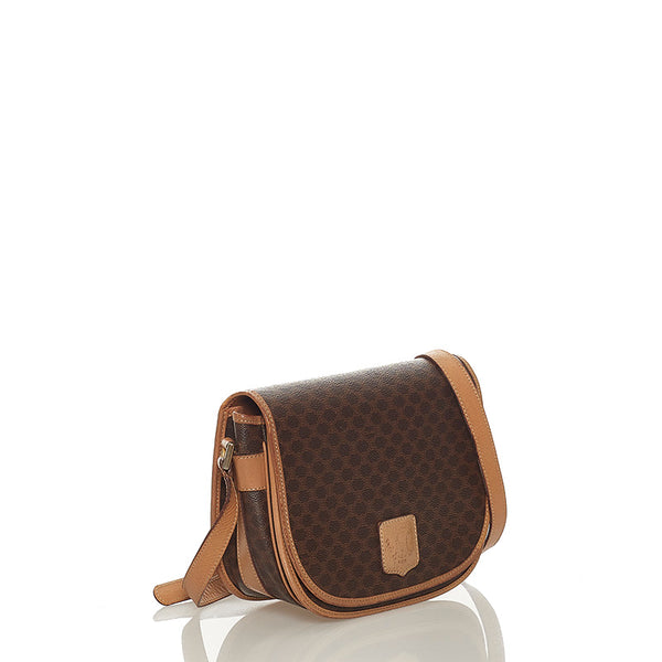 セリーヌ マカダム ブラウン PVC レザー 斜めがけ ショルダー レディース CELINE 【中古】
