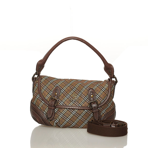 バーバリーブルーレーベル チェック カーキ ナイロン レザー ハンドバッグ ショルダーバッグ 2WAY レディース BURBERRY BLUE LABEL 【中古】