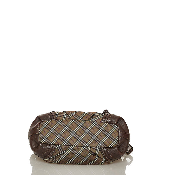 バーバリーブルーレーベル チェック カーキ ナイロン レザー ハンドバッグ ショルダーバッグ 2WAY レディース BURBERRY BLUE LABEL 【中古】