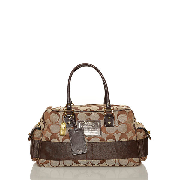 コーチ シグネチャー ボストンバッグ 10392 ベージュ ブラウン キャンバス レザー レディース COACH 【中古】