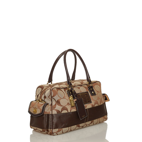 コーチ シグネチャー ボストンバッグ 10392 ベージュ ブラウン キャンバス レザー レディース COACH 【中古】
