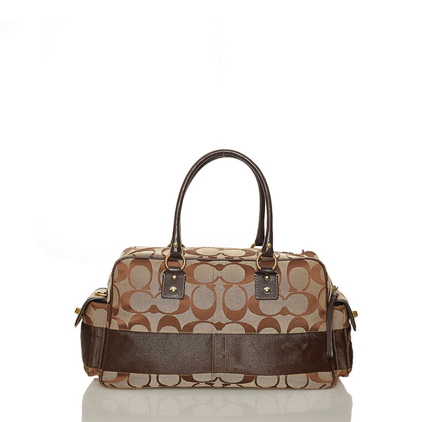 コーチ シグネチャー ボストンバッグ 10392 ベージュ ブラウン キャンバス レザー レディース COACH 【中古】