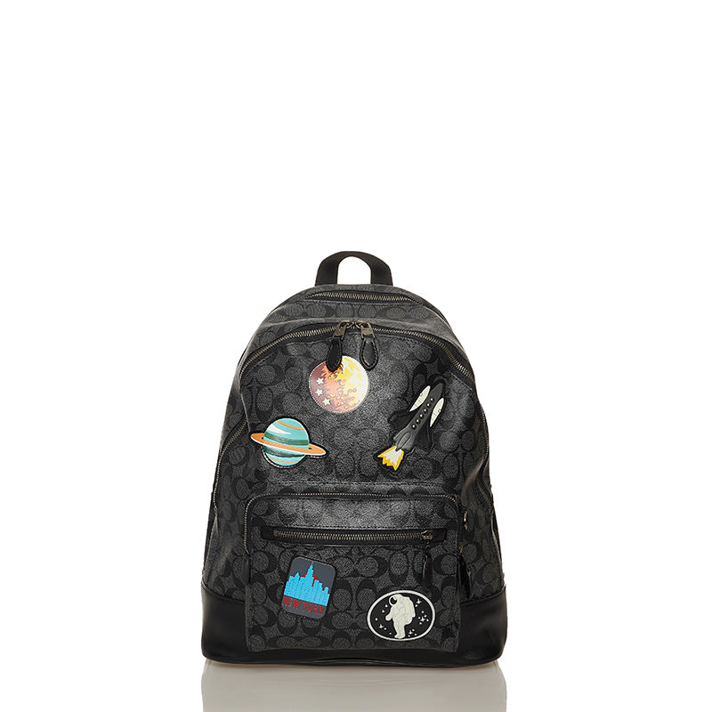 コーチ F29040 ブラック PVC リュック バックパック レディース COACH 【中古】