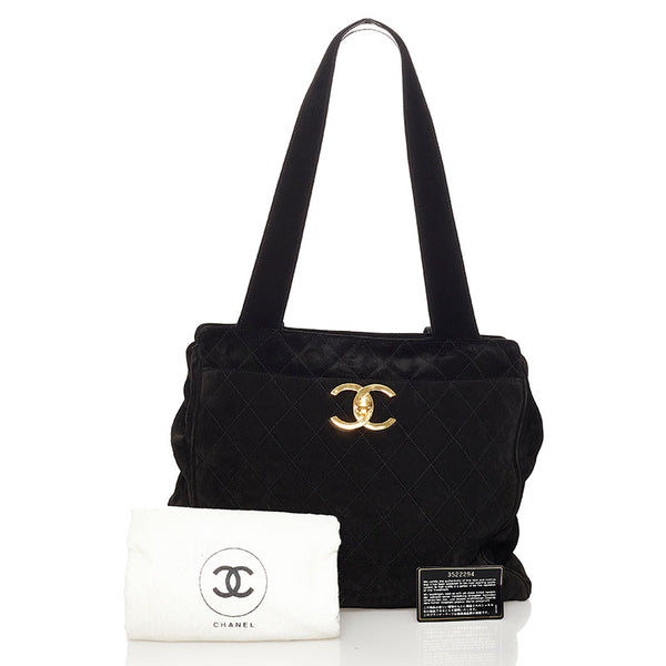 シャネル マトラッセ ココマーク トートバッグ ブラック スウェード レディース CHANEL 【中古】