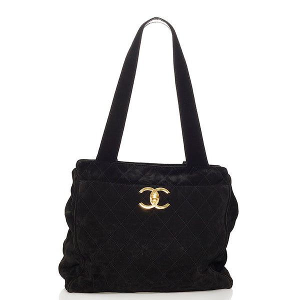 シャネル マトラッセ ココマーク トートバッグ ブラック スウェード レディース CHANEL 【中古】