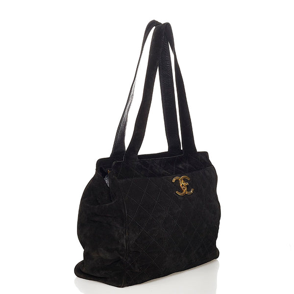 シャネル マトラッセ ココマーク トートバッグ ブラック スウェード レディース CHANEL 【中古】