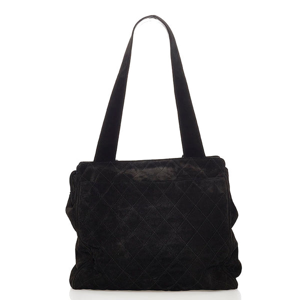 シャネル マトラッセ ココマーク トートバッグ ブラック スウェード レディース CHANEL 【中古】