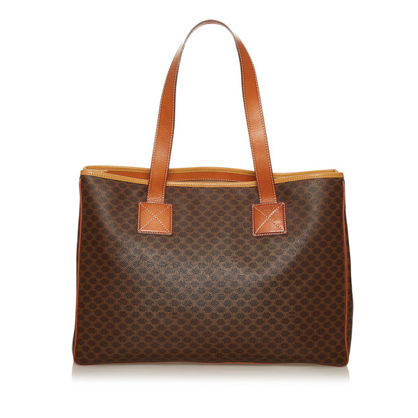 セリーヌ マカダム トートバッグ ブラウン PVC レザー レディース CELINE 【中古】