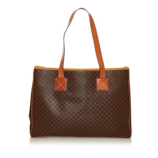 セリーヌ マカダム トートバッグ ブラウン PVC レザー レディース CELINE 【中古】