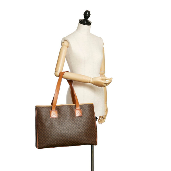 セリーヌ マカダム トートバッグ ブラウン PVC レザー レディース CELINE 【中古】