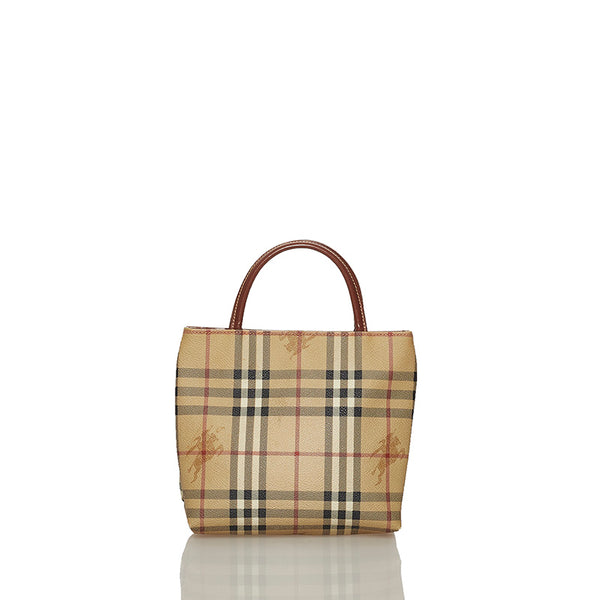 バーバリー ノバチェック シャドーホース ベージュ PVC レザー ハンドバッグ レディース BURBERRY 【中古】