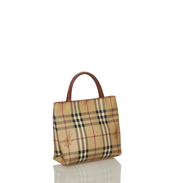 バーバリー ノバチェック シャドーホース ベージュ PVC レザー ハンドバッグ レディース BURBERRY 【中古】