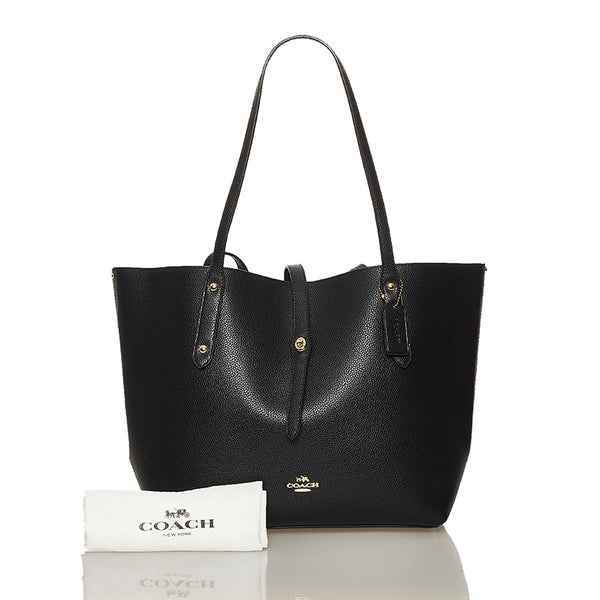 コーチ ブラック レザー トートバッグ レディース COACH 【中古】