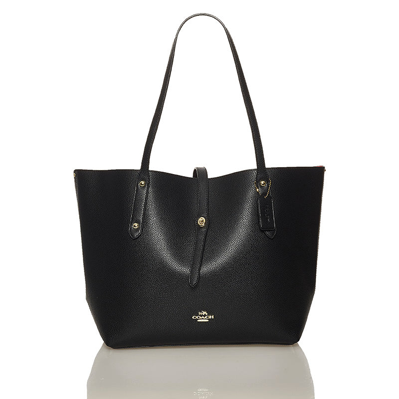 コーチ ブラック レザー トートバッグ レディース COACH 【中古】