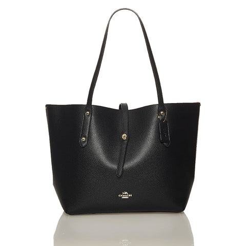 コーチ ブラック レザー トートバッグ レディース COACH 【中古】