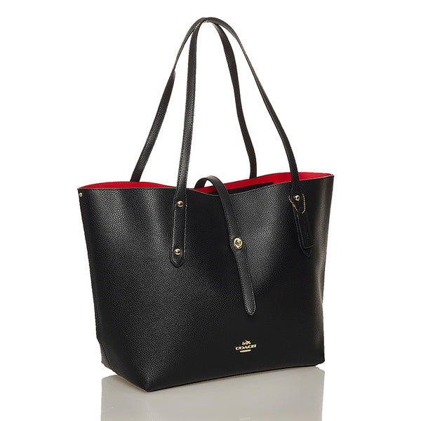 コーチ ブラック レザー トートバッグ レディース COACH 【中古】
