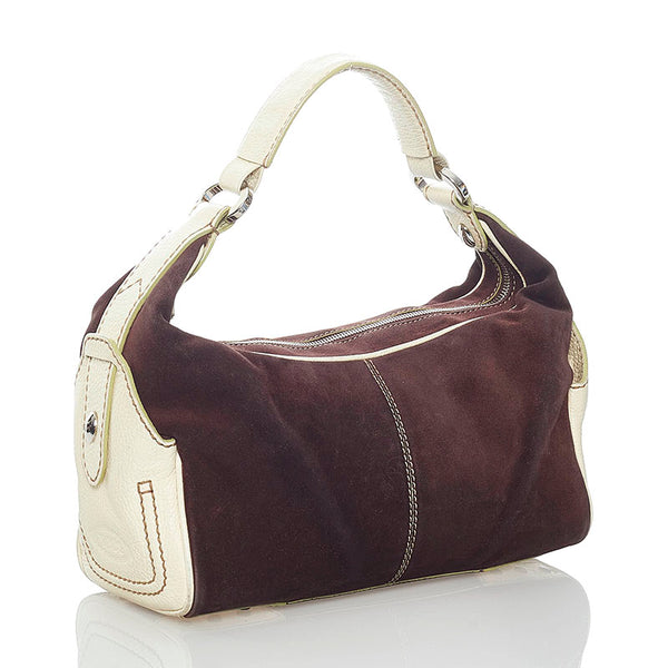 トッズ ワンショルダーバッグ ブラウン ホワイト スウェード レザー レディース TOD’S 【中古】
