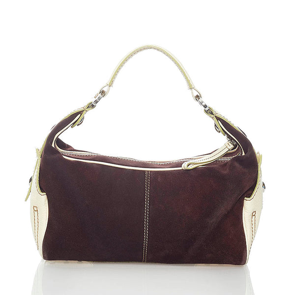 トッズ ワンショルダーバッグ ブラウン ホワイト スウェード レザー レディース TOD’S 【中古】