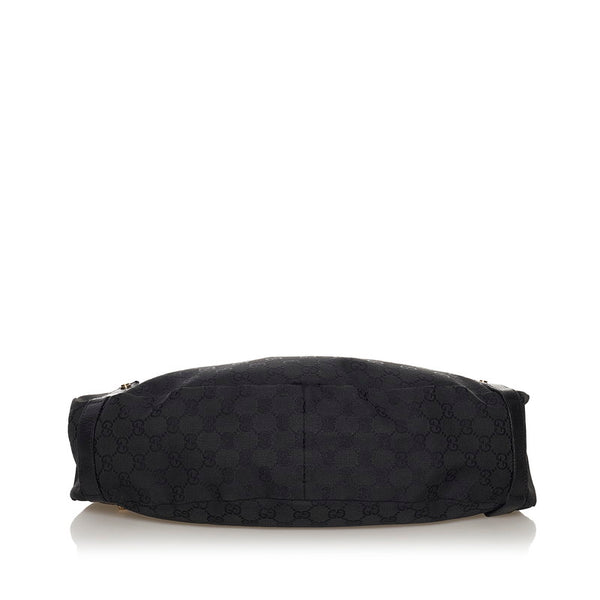 グッチ GGキャンバス ハンドバッグ 130736 ブラック キャンバス レザー レディース GUCCI 【中古】