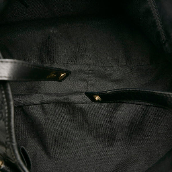 グッチ GGキャンバス ハンドバッグ 130736 ブラック キャンバス レザー レディース GUCCI 【中古】