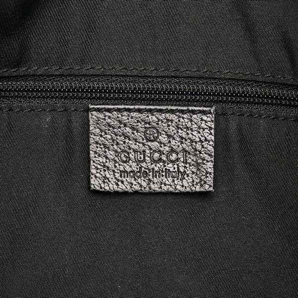 グッチ GGキャンバス ハンドバッグ 130736 ブラック キャンバス レザー レディース GUCCI 【中古】
