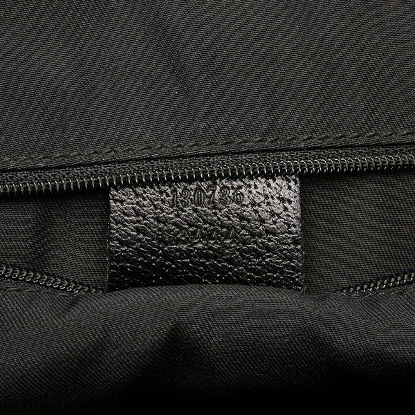 グッチ GGキャンバス ハンドバッグ 130736 ブラック キャンバス レザー レディース GUCCI 【中古】