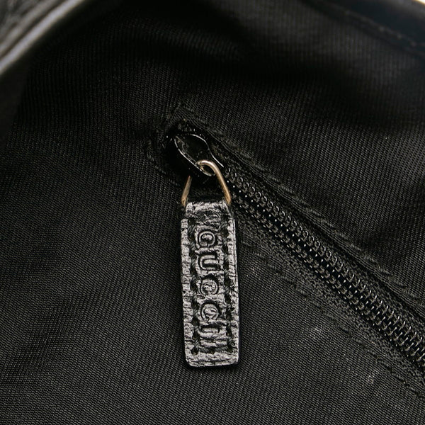 グッチ GGキャンバス ハンドバッグ 130736 ブラック キャンバス レザー レディース GUCCI 【中古】