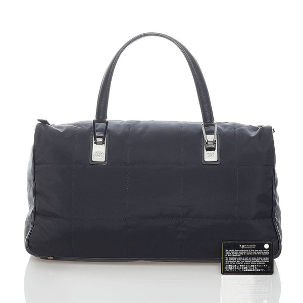 シャネル チョコバー ミニボストン ハンドバッグ ブラック ナイロン レザー レディース CHANEL 【中古】