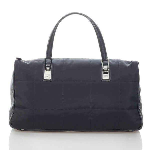 シャネル チョコバー ミニボストン ハンドバッグ ブラック ナイロン レザー レディース CHANEL 【中古】