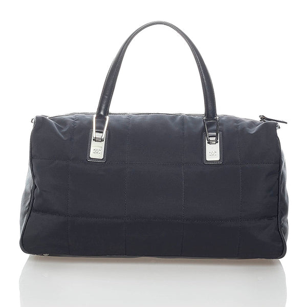 シャネル チョコバー ミニボストン ハンドバッグ ブラック ナイロン レザー レディース CHANEL 【中古】