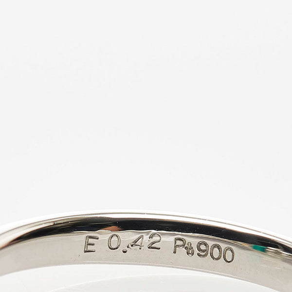 Pt900 プラチナ エメラルド0.42ct ダイヤ0.25ct リング 指輪 レディース 11号 【中古】