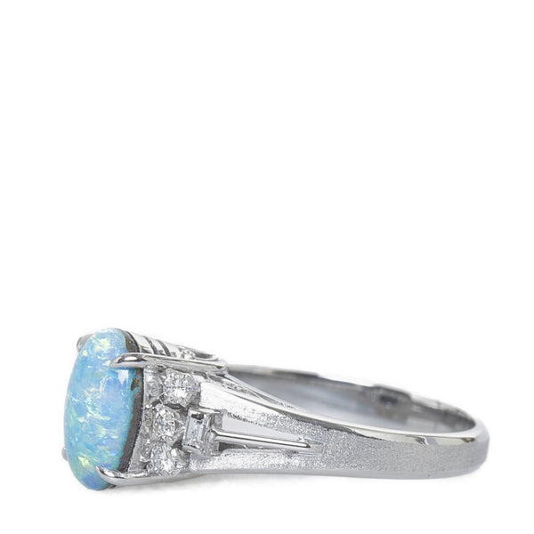 Pt900 プラチナ ボルダーオパール1.72ct ダイヤ0.22ct リング 指輪 レディース 11号 【中古】