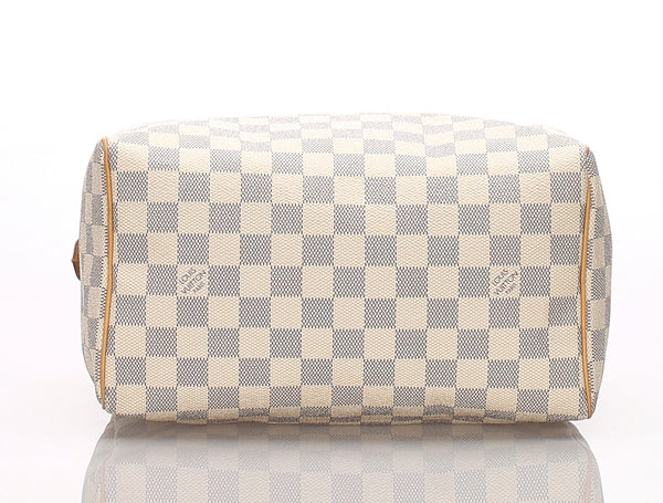 ルイ ヴィトン ダミエ アズール スピーディ25 N41534 ホワイト ブロン PVC レザー ハンドバッグ レディース LOUIS VUITTON 中古