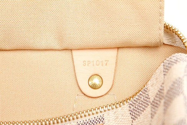 ルイ ヴィトン ダミエ アズール スピーディ25 N41534 ホワイト ブロン PVC レザー ハンドバッグ レディース LOUIS VUITTON 中古