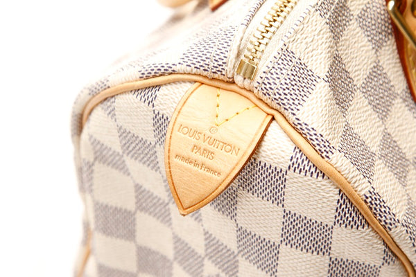 ルイ ヴィトン ダミエ アズール スピーディ25 N41534 ホワイト ブロン PVC レザー ハンドバッグ レディース LOUIS VUITTON 中古