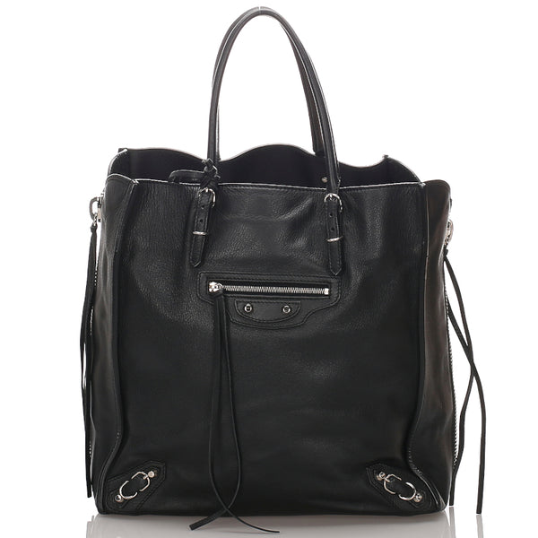 バレンシアガ ザペーパー ブラック レザー トートバッグ ユニセックス BALENCIAGA 中古