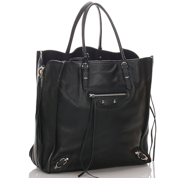 バレンシアガ ザペーパー ブラック レザー トートバッグ ユニセックス BALENCIAGA 中古