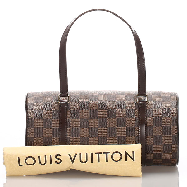 ルイ ヴィトン ダミエ パピヨン N51303 ブラウン PVC レザー ハンドバッグ レディース LOUIS VUITTON 中古
