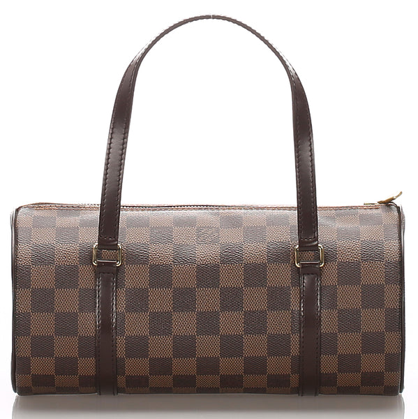 ルイ ヴィトン ダミエ パピヨン N51303 ブラウン PVC レザー ハンドバッグ レディース LOUIS VUITTON 中古