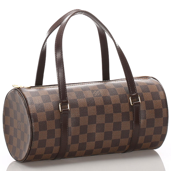 ルイ ヴィトン ダミエ パピヨン N51303 ブラウン PVC レザー ハンドバッグ レディース LOUIS VUITTON 中古